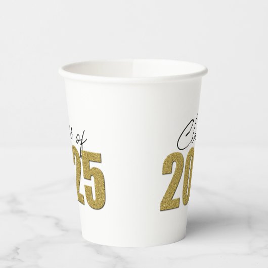 Gold Glitzer Class 2025 Pappbecher (Links)