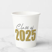 Gold Glitzer Class 2025 Pappbecher (Vorderseite)