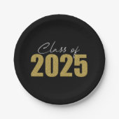 Gold Glitzer Class 2025 Pappteller (Vorderseite)