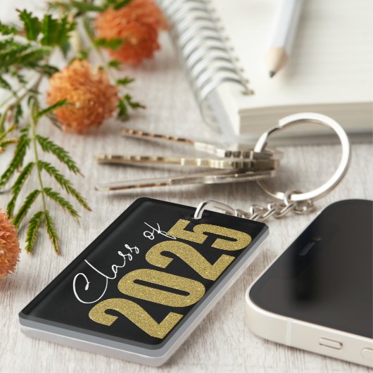 Gold Glitzer Class 2025 Schlüsselanhänger (Vorderseite rechts)