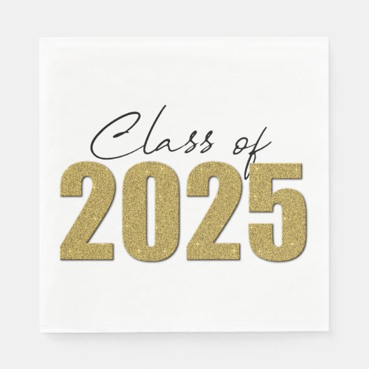 Gold Glitzer Class 2025 Serviette (Vorderseite)