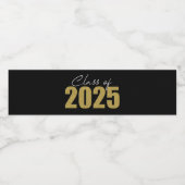 Gold Glitzer Class 2025 Wasserflaschenetikett (Einzelnes Label)
