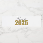 Gold Glitzer Class 2025 Wasserflaschenetikett (Einzelnes Label)