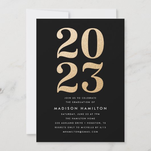 Gold Glitzer Class of 2022 Graduation Party Einladung (Vorderseite)