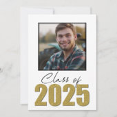 Gold Glitzer Class of 2025 Foto Open House Einladung (Vorderseite)