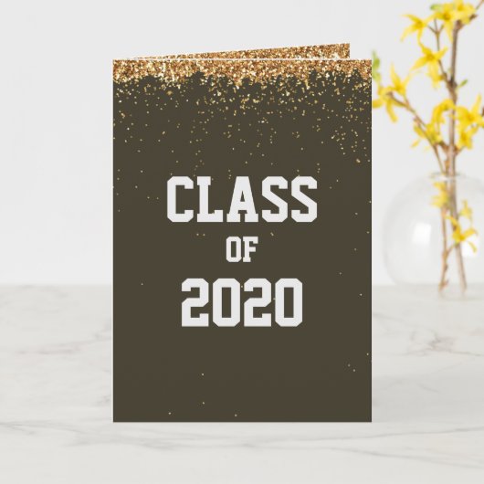 Gold Glitzer Class of Abschluss Karte (Gelbe Blume)