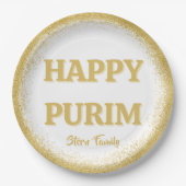 Gold Glitzer Classic Custom Happy Purim Pappteller (Vorderseite)