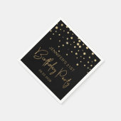 Gold Glitzer Confetti 21. Geburtstag Party Schwarz Serviette (Ecke)