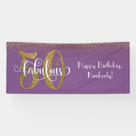 Gold Glitzer Confetti 50 & Fabulous, Lila Banner