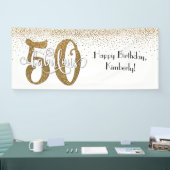 Gold Glitzer Confetti 50 & Fantastisches Glück Geb Banner (Messe)