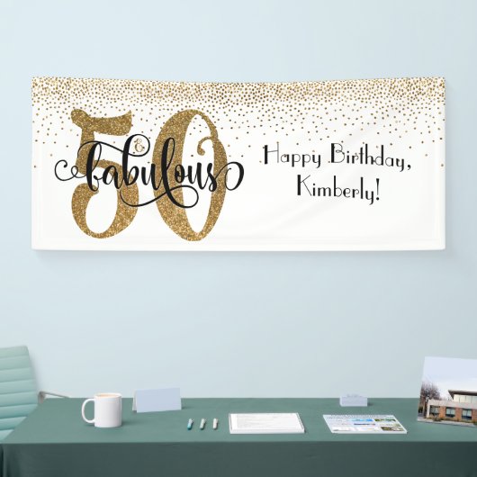 Gold Glitzer Confetti 50 & Fantastisches Glück Geb Banner (Messe)