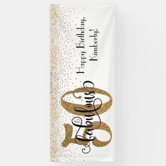 Gold Glitzer Confetti 50 & Fantastisches Glück Geb Banner (Vertikal)