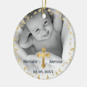 Gold Glitzer Confetti Baby Baptisc Foto Keramik Ornament (Links)