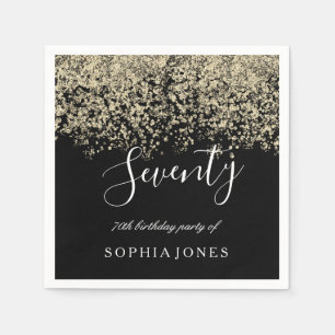Gold Glitzer Confetti Black 70. Geburtstagsparty Serviette