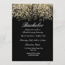 Gold Glitzer Confetti Black Bachelor Party