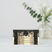 Gold Glitzer Confetti Black VIP Tropfen Gerahmt Visitenkarte (Stehend Vorderseite)