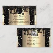 Gold Glitzer Confetti Black VIP Tropfen Gerahmt Visitenkarte (Vorne/Hinten)