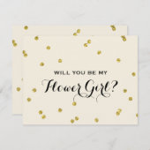 Gold Glitzer Confetti | Blumenmädchen Einladung (Vorne/Hinten)