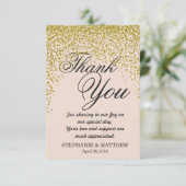 Gold Glitzer Confetti Blush Pink Danke Karten (Stehend Vorderseite)