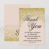 Gold Glitzer Confetti Blush Pink Danke Karten (Vorne/Hinten)