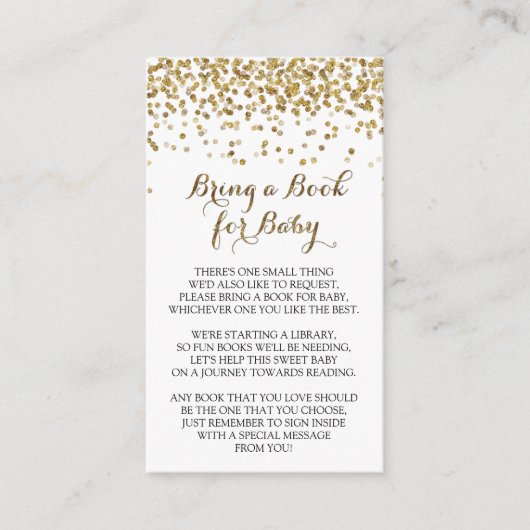 Gold Glitzer Confetti Buchen für Babybetten Begleitkarte (Vorderseite)