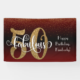 Gold Glitzer Confetti Burgund Ombre 50 & Fabulous Banner