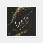 Gold Glitzer Confetti Cheers Birthday Serviette (Vorderseite)