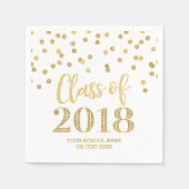 Gold Glitzer Confetti Class of 2018 Abschluss Serviette (Vorderseite)
