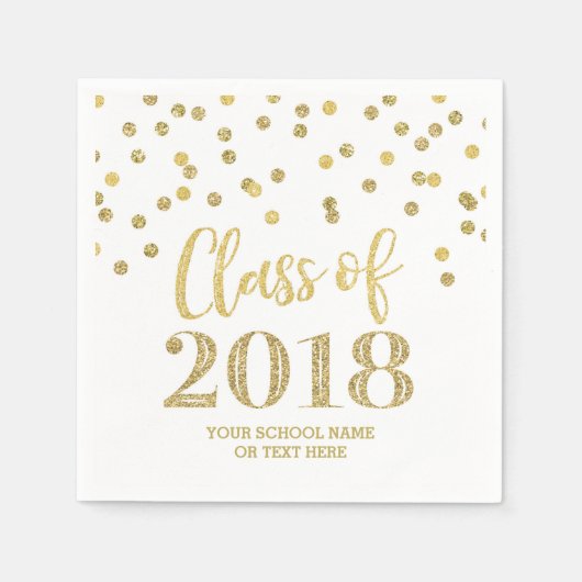 Gold Glitzer Confetti Class of 2018 Abschluss Serviette (Vorderseite)