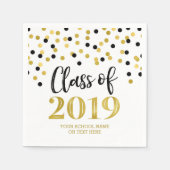 Gold Glitzer Confetti Class of 2019 Abschluss Serviette (Vorderseite)