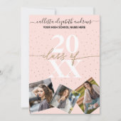 Gold Glitzer Confetti Class of Abschluss Foto Einladung (Vorderseite)