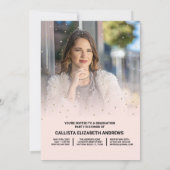 Gold Glitzer Confetti Class of Abschluss Foto Einladung (Rückseite)