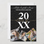 Gold Glitzer Confetti Class of Abschluss Foto Einladung (Vorderseite)