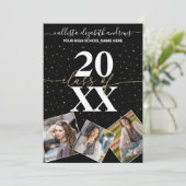 Gold Glitzer Confetti Class of Abschluss Foto Einladung (Stehend Vorderseite)