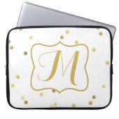 Gold Glitzer Confetti Dot Monogram 15" Notebook-Ca Laptopschutzhülle (Vorderseite)