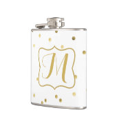 Gold Glitzer Confetti Dot Monogram Whiskey Flask Flachmann (Links)