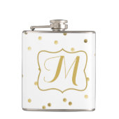 Gold Glitzer Confetti Dot Monogram Whiskey Flask Flachmann (Vorderseite)