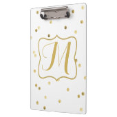 Gold Glitzer Confetti Dot Polk Monogram Clip Board Klemmbrett (Links)