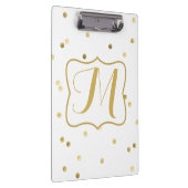 Gold Glitzer Confetti Dot Polk Monogram Clip Board Klemmbrett (Rechts)