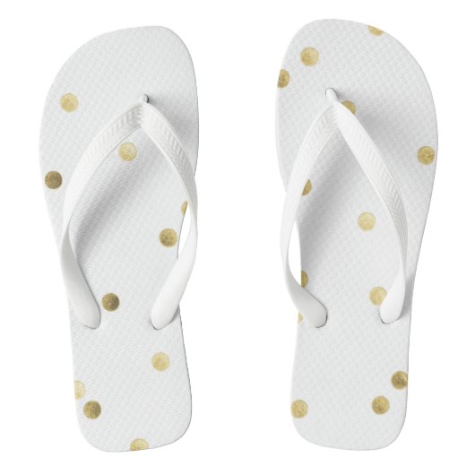 Gold Glitzer Confetti Dot Polka Drehe Flop Sandals Badesandalen (Fußbett)