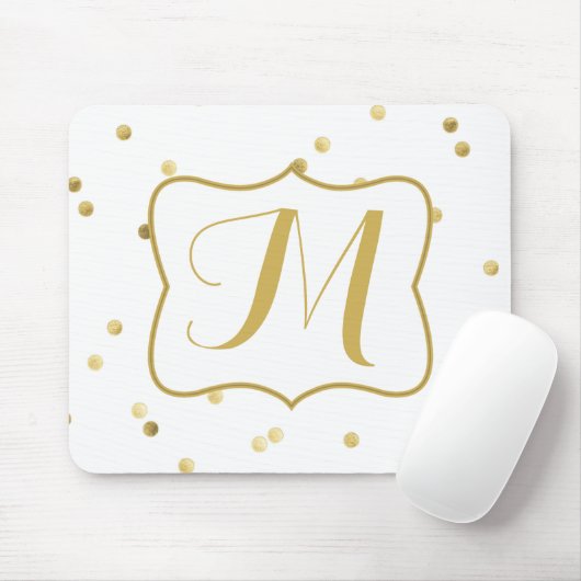 Gold Glitzer Confetti Dot Polka Monogram Mouse Pad Mousepad (Mit Mouse)