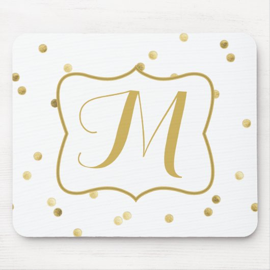 Gold Glitzer Confetti Dot Polka Monogram Mouse Pad Mousepad (Vorne)