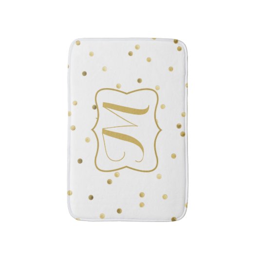 Gold Glitzer Confetti Dot Polka Muster Bath Mat Badematte (Vorderseite Vertikal)