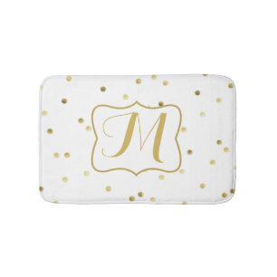 Gold Glitzer Confetti Dot Polka Muster Bath Mat Badematte
