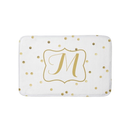 Gold Glitzer Confetti Dot Polka Muster Bath Mat Badematte (Vorderseite)