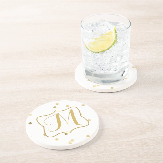 Gold Glitzer Confetti Dot Polka Muster Untersetzer (Seite)