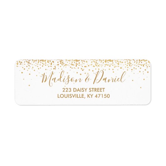 Gold Glitzer Confetti Elegant Hochzeitadresse (Vorne)