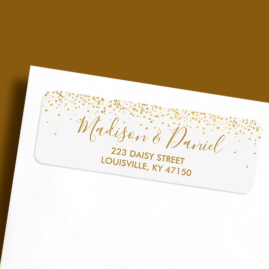 Gold Glitzer Confetti Elegant Hochzeitadresse