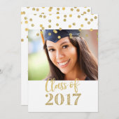 Gold Glitzer Confetti Foto Graduation Party Einladung (Vorne/Hinten)