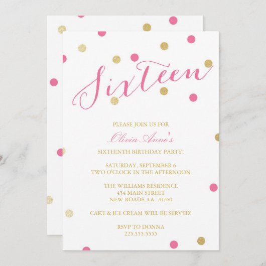 Gold Glitzer Confetti Geburtstag Einladungen (Vorne/Hinten)